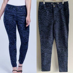 Seven7 High Rise Skinny Jeans Womens 6 Zebra Animal Print Stretch Blue Black